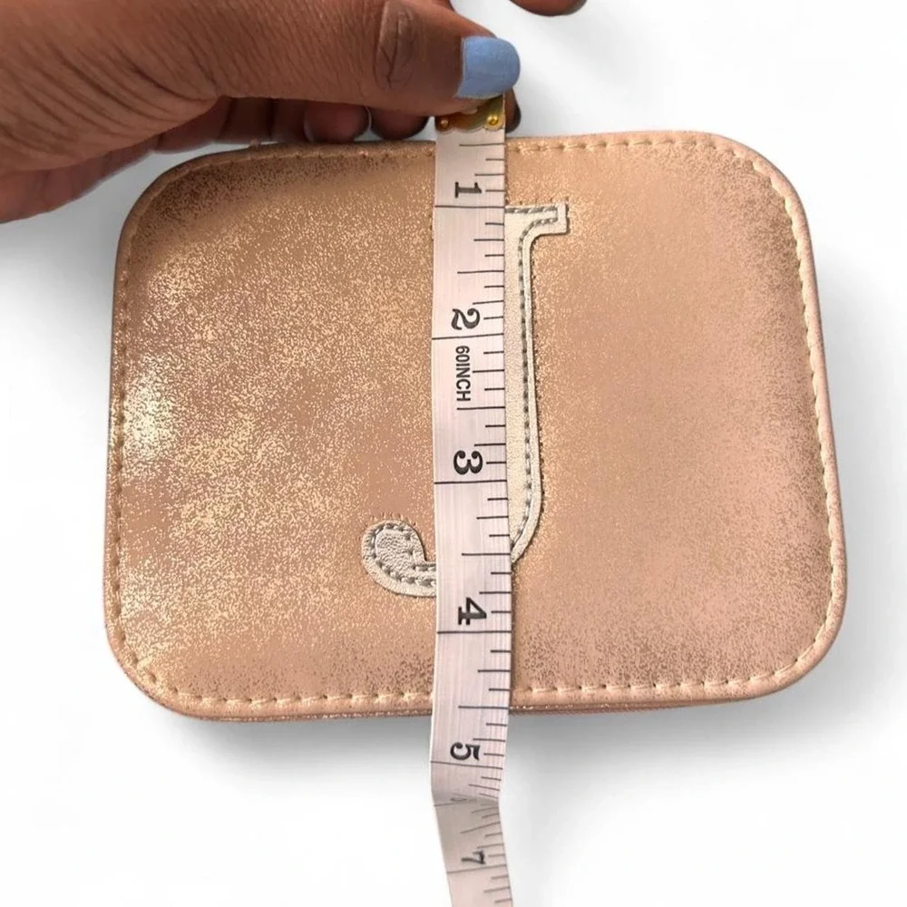 Jewelry Case Rose Gold J Monogram Coquette Travel Glitter Vanity Organizer Small